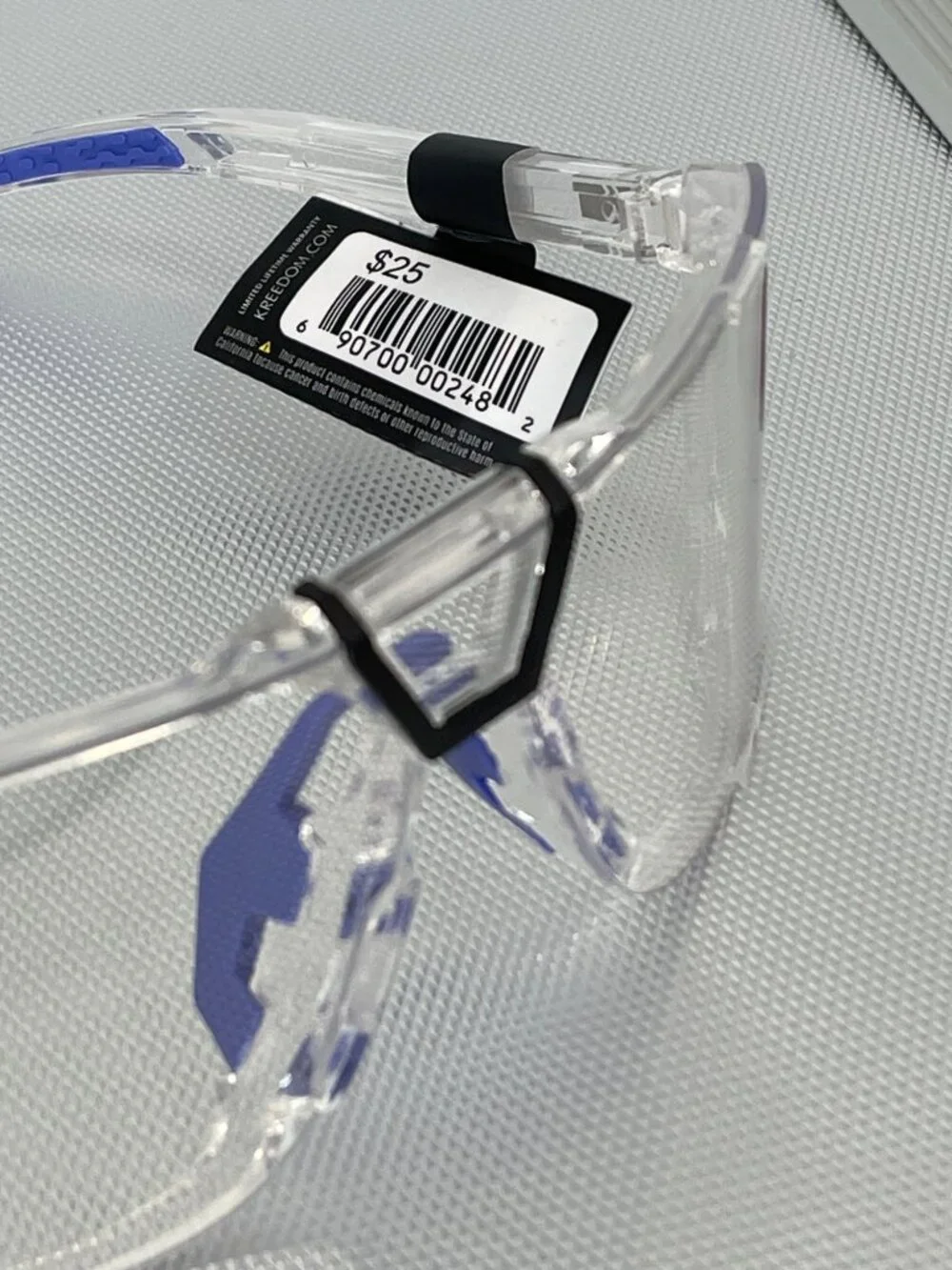 Kreedom Polycarbonate Lens Safety Glasses UV Protection Clear and Blue Frame NEW